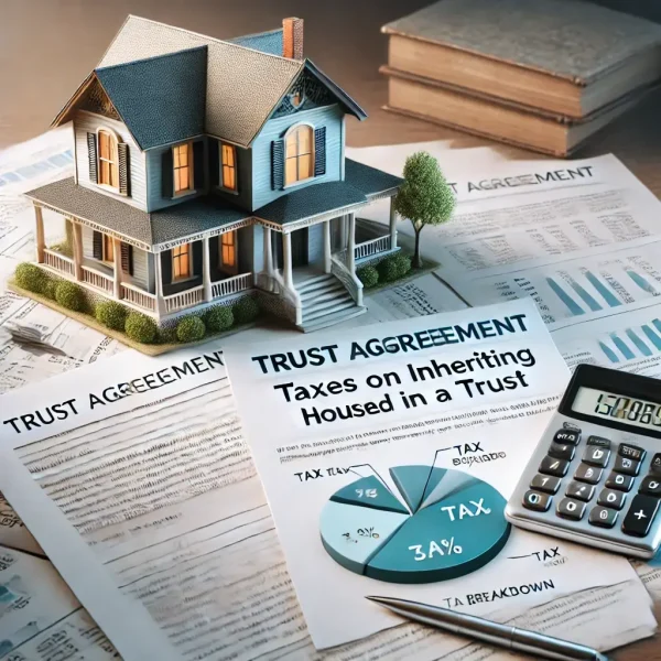 Diagram on trust agreements, covering inheritance taxes and housing, with label like 'TAX AGREEMENT'